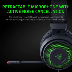 Audífonos Razer Kraken Ultimate RGB: THX 7.1 Sonido Envolvente Espacial - Chroma RGB Lighting - Micrófono con cancelación de ruido  - Negro