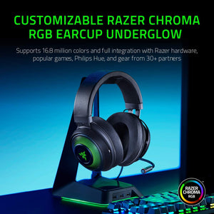 Audífonos Razer Kraken Ultimate RGB: THX 7.1 Sonido Envolvente Espacial - Chroma RGB Lighting - Micrófono con cancelación de ruido  - Negro